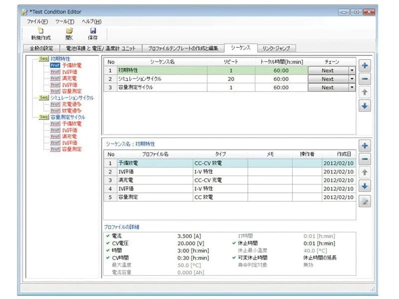 Test Condition Editor - Sequence setting