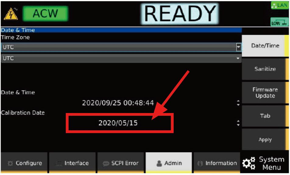 校正実施日を設定できます。