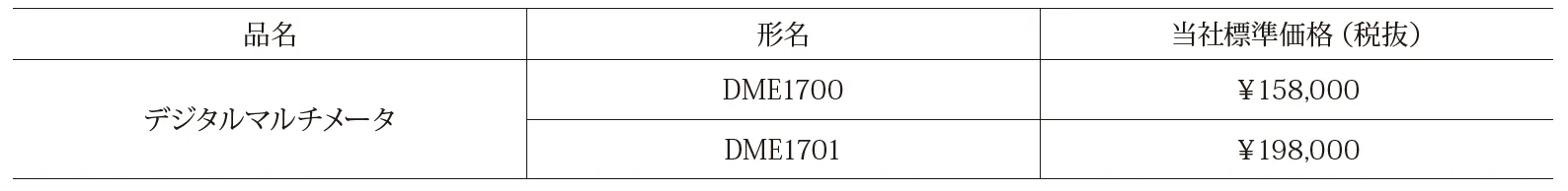 デジタルマルチメータDME1600 生産中止および販売終了のお知らせ