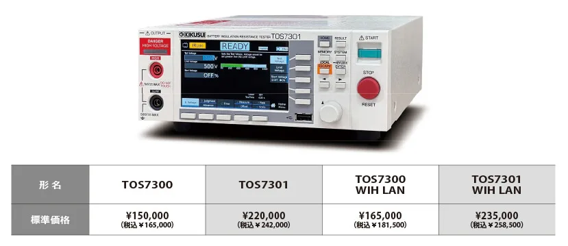 絶縁抵抗試験器TOS7300シリーズ 販売開始のおしらせ